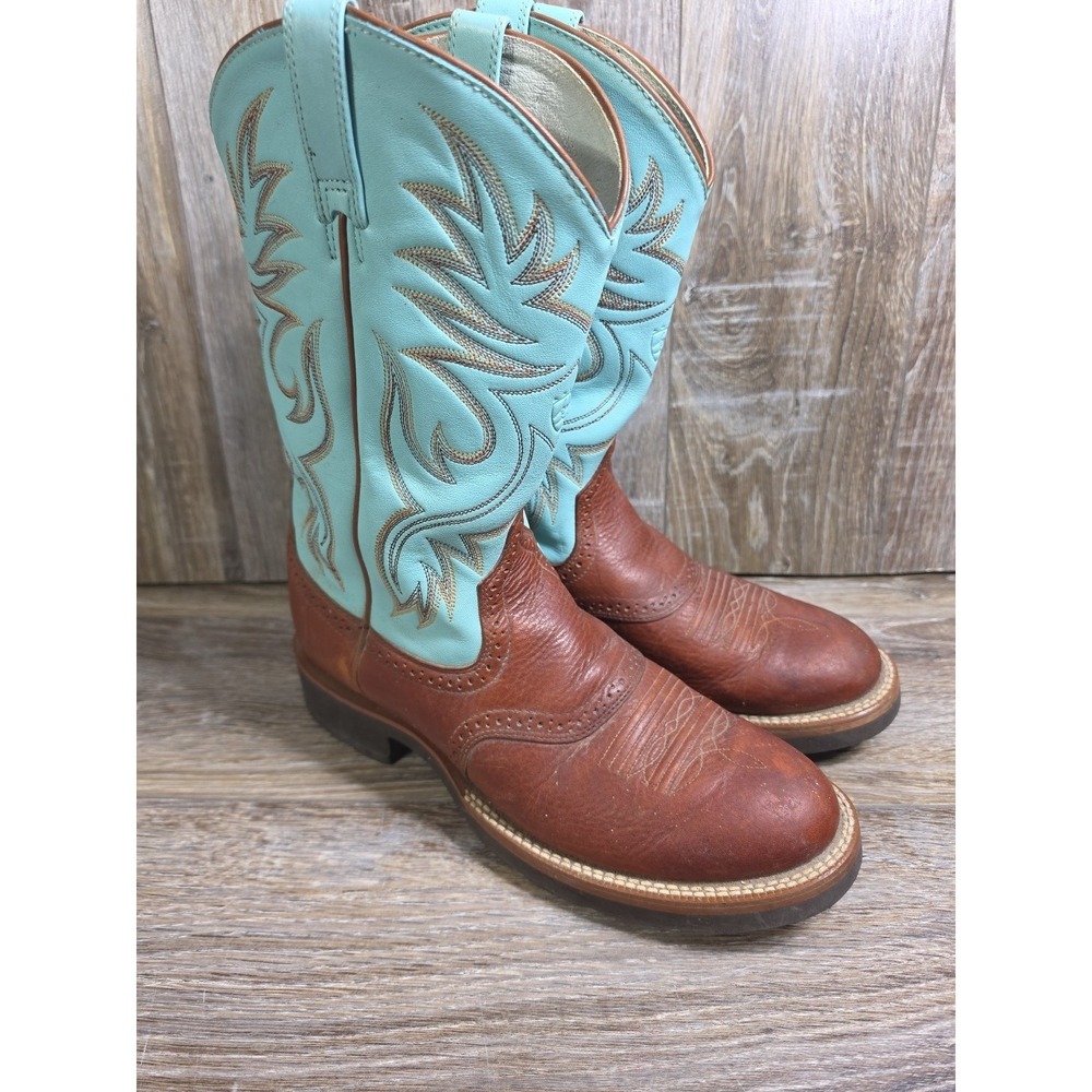 Ariat Brown and Turquoise Western Ankle Cowboy Boots